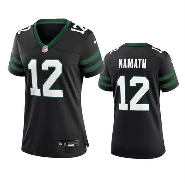 Women%27s New York Jets #12 Joe Namath Black 2024 Stitched Jersey Dzhi
